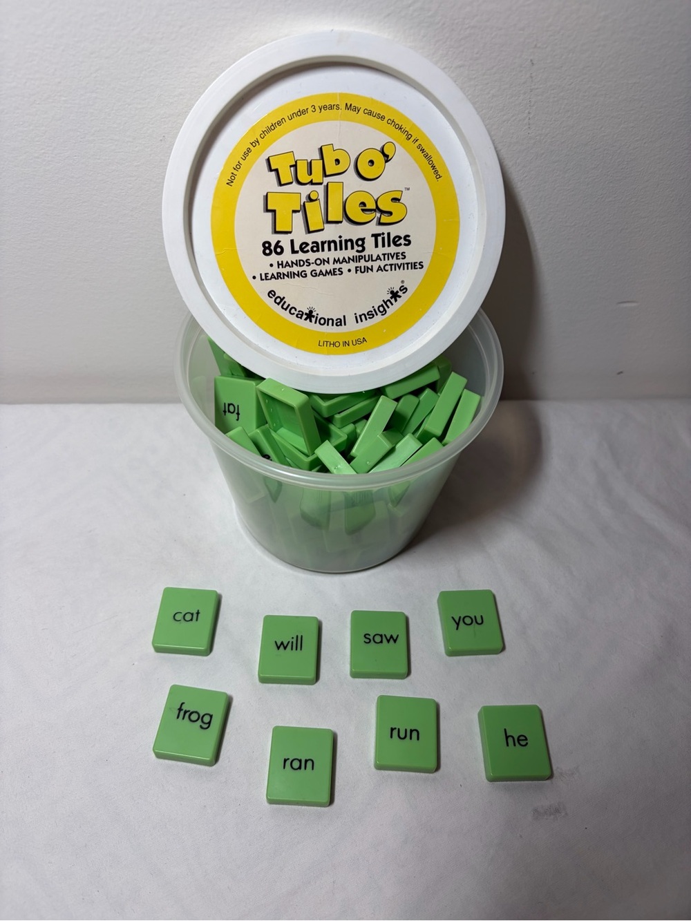 Educational Insights Tub O' Tiles Green Learning Word Tiles